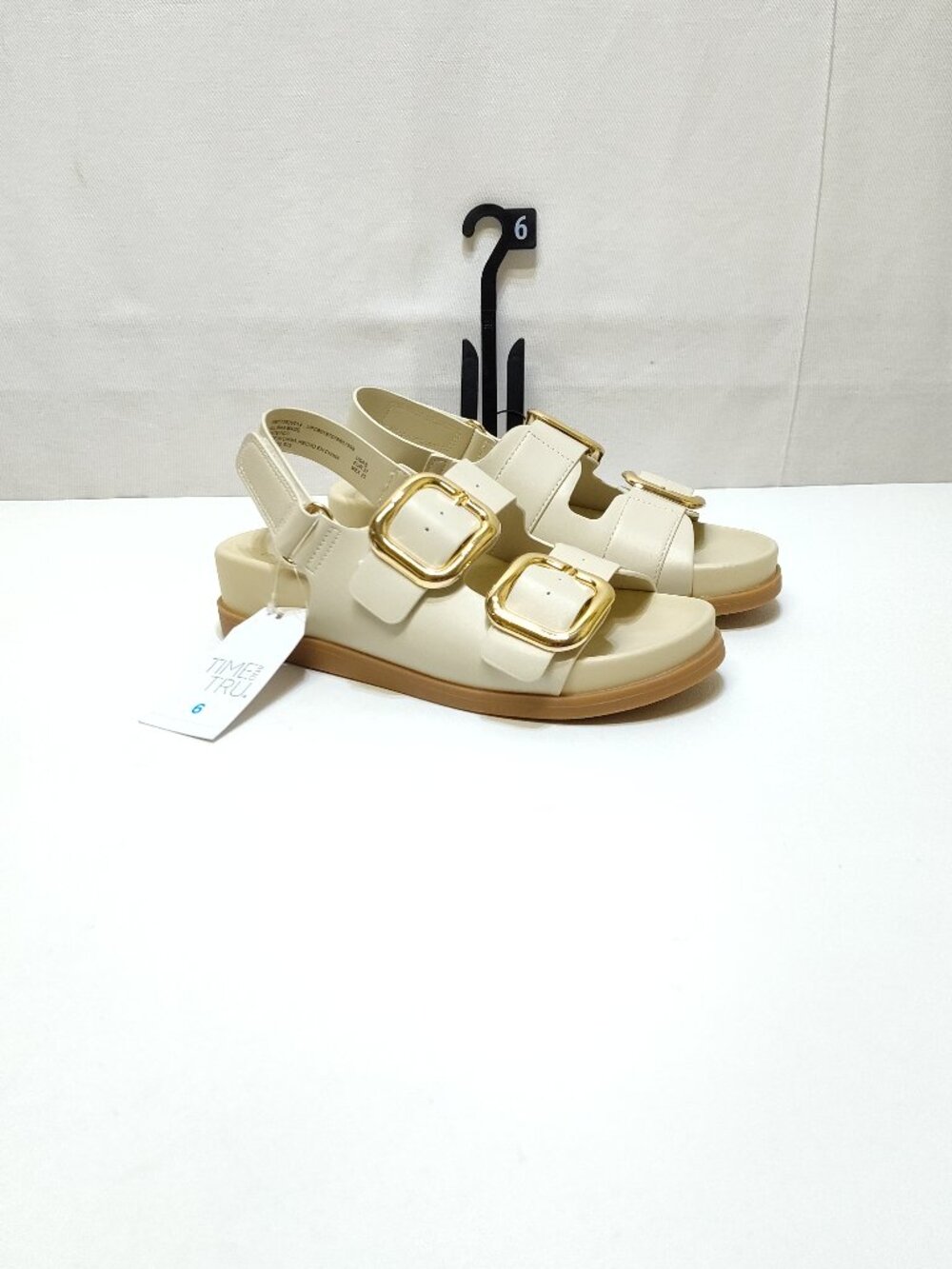 Time And Tru Dad Buckle Slingback Sandal Size 6 Bone Color Adjustable Strap NWT